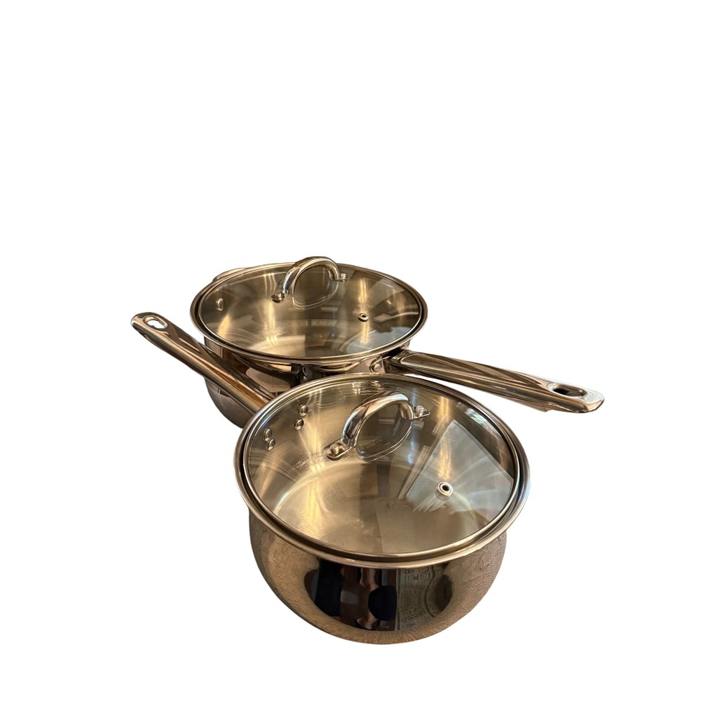 The Main Ingredients Classic Stainless Steel Saucepan Set with Glass Lids 4pc